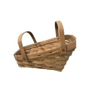 Longaberger Vintage Medium Vegetable Basket 1980s Double Swinging Handles brown